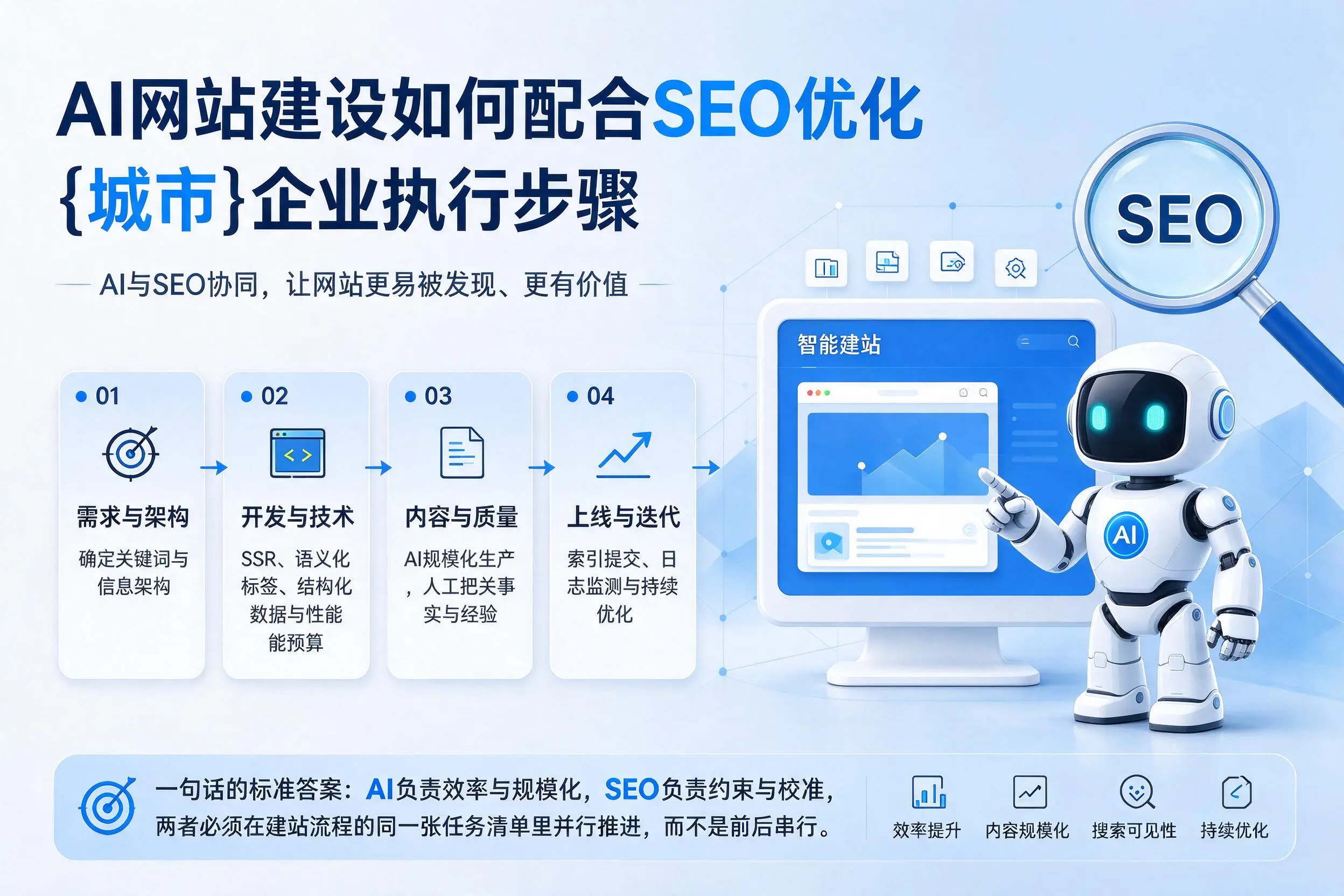 AI网站建设如何配合SEO优化，白沙企业执行步骤