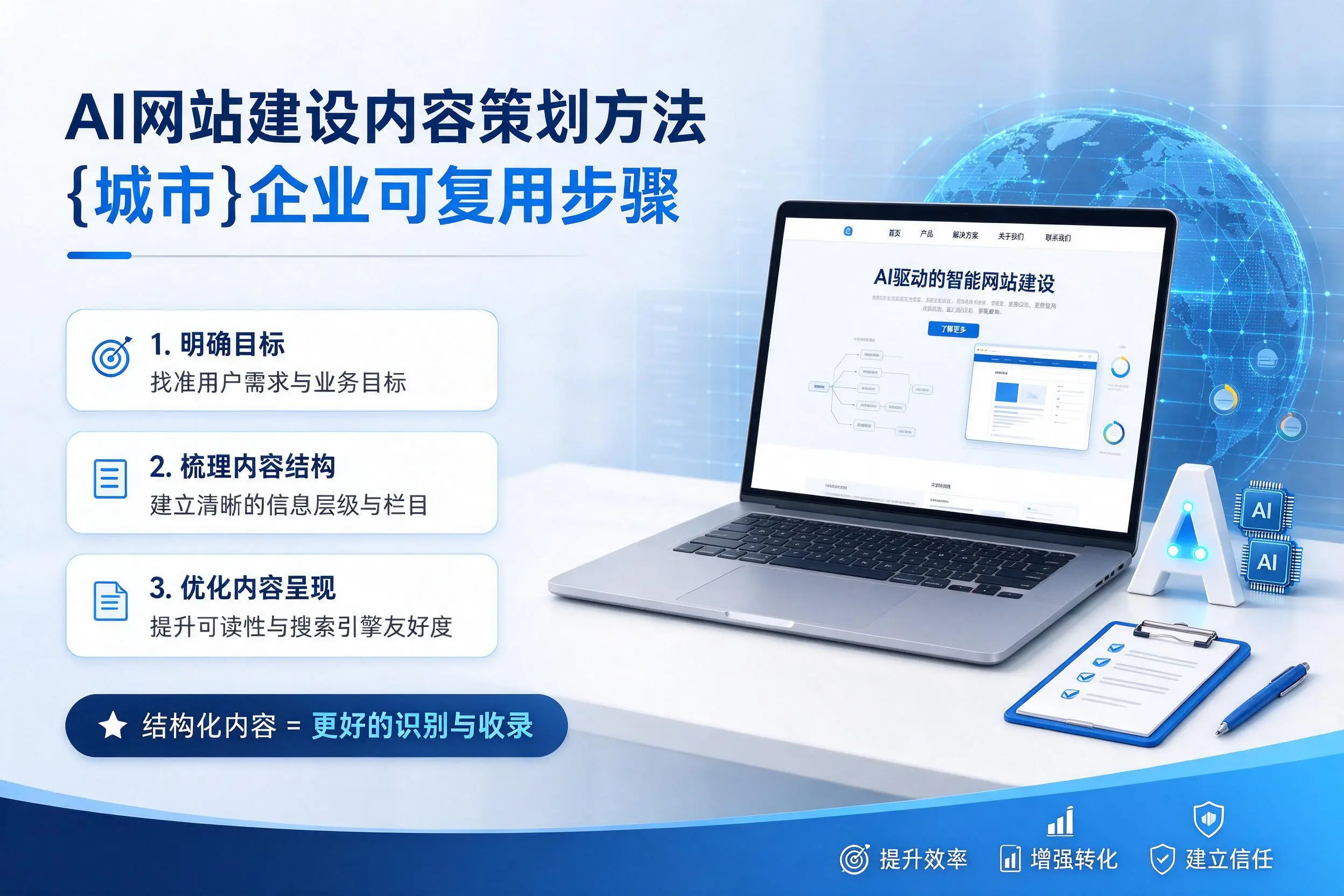 AI网站建设内容策划方法，白沙企业可复用步骤